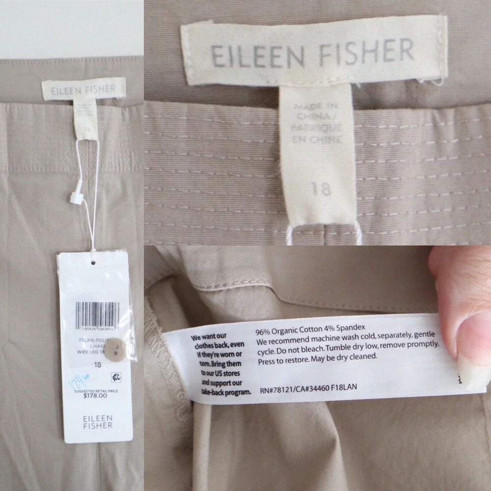 Eileen Fisher Light Taupe Cropped Wide-Leg Pants NWT - Picture 5 of 12